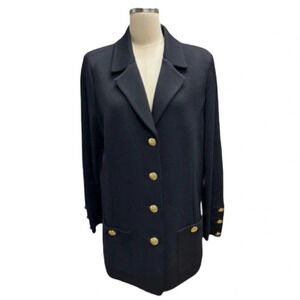 ST JOHN BASICS SANTANA KNIT LONG LINE GOLD BUTTON BLACK
BLAZER